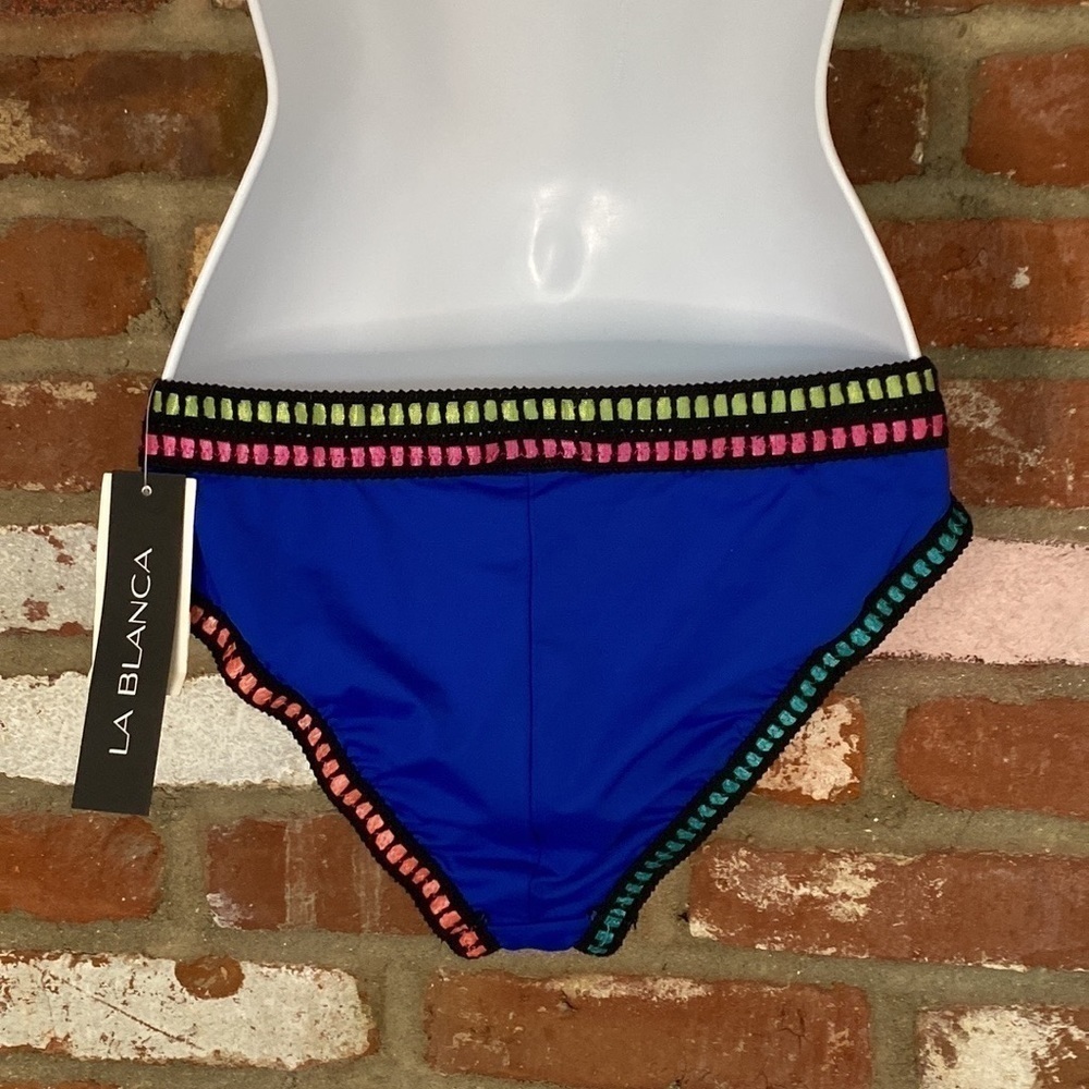 La Blanca Threading Along Triangle Blue Tankini Set size 4 - Picture 9 of 14